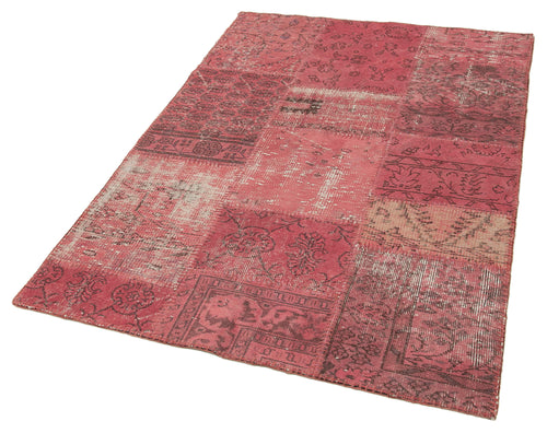 Kırk Yama Kırmızı Patchwork Pamuk Yün El Dokuma Halısı 120x196 Agacan