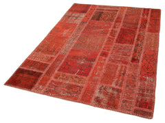 Kırk Yama Kırmızı Patchwork Pamuk Yün El Dokuma Halısı 135x190 Agacan