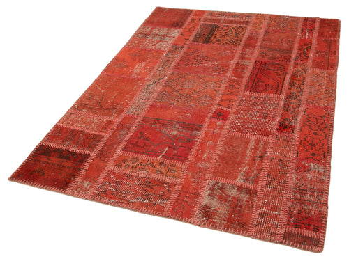 Kırk Yama Kırmızı Patchwork Pamuk Yün El Dokuma Halısı 135x190 Agacan