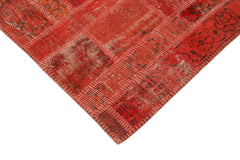 Kırk Yama Kırmızı Patchwork Pamuk Yün El Dokuma Halısı 135x190 Agacan