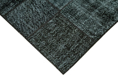 Kırk Yama Siyah Patchwork Pamuk Yün El Dokuma Halısı 135x204 Agacan