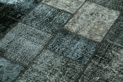 Kırk Yama Siyah Patchwork Pamuk Yün El Dokuma Halısı 135x204 Agacan