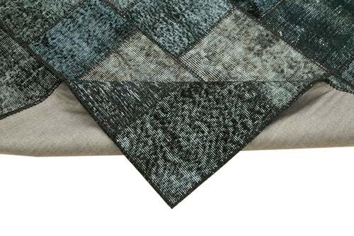 Kırk Yama Siyah Patchwork Pamuk Yün El Dokuma Halısı 135x204 Agacan