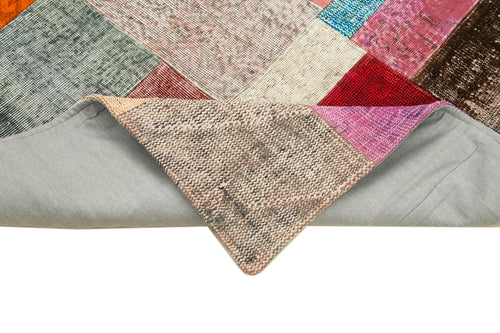 Kırk Yama Mavi Patchwork Pamuk Yün El Dokuma Halısı 142x201 Agacan