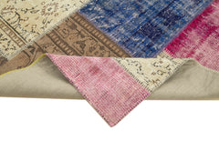 Kırk Yama Mavi Patchwork Pamuk Yün El Dokuma Halısı 144x204 Agacan