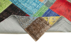 Kırk Yama Mavi Patchwork Pamuk Yün El Dokuma Halısı 143x201 Agacan