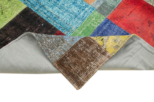 Kırk Yama Mavi Patchwork Pamuk Yün El Dokuma Halısı 143x201 Agacan