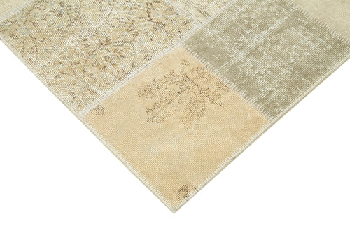 Kırk Yama Bej Patchwork Pamuk Yün El Dokuma Halısı 142x202 Agacan