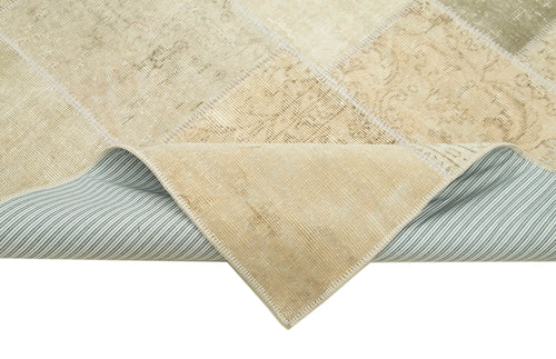 Kırk Yama Bej Patchwork Pamuk Yün El Dokuma Halısı 142x202 Agacan