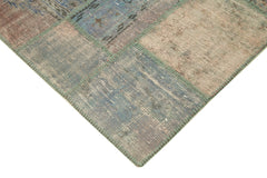 Kırk Yama Mavi Patchwork Pamuk Yün El Dokuma Halısı 140x204 Agacan