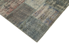 Kırk Yama Gri Patchwork Pamuk Yün El Dokuma Halısı 150x210 Agacan