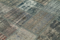 Kırk Yama Gri Patchwork Pamuk Yün El Dokuma Halısı 150x210 Agacan