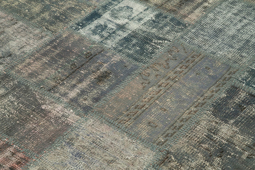 Kırk Yama Gri Patchwork Pamuk Yün El Dokuma Halısı 150x210 Agacan