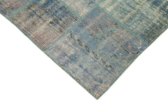 Kırk Yama Mavi Patchwork Pamuk Yün El Dokuma Halısı 149x209 Agacan