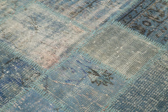 Kırk Yama Mavi Patchwork Pamuk Yün El Dokuma Halısı 149x209 Agacan