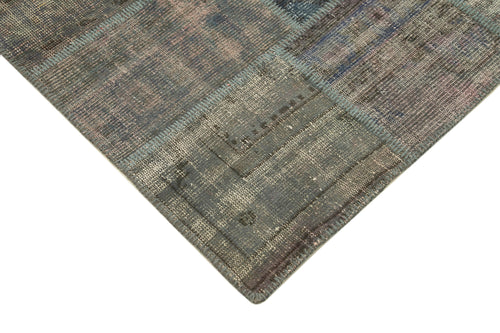 Kırk Yama Gri Patchwork Pamuk Yün El Dokuma Halısı 149x209 Agacan