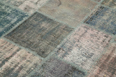Kırk Yama Gri Patchwork Pamuk Yün El Dokuma Halısı 149x209 Agacan