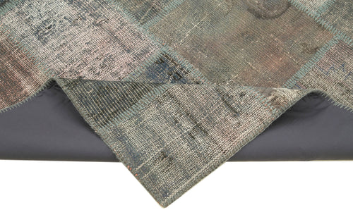 Kırk Yama Gri Patchwork Pamuk Yün El Dokuma Halısı 149x209 Agacan