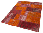 Kırk Yama Turuncu Patchwork Pamuk Yün El Dokuma Halısı 130x180 Agacan
