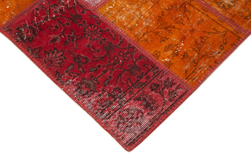 Kırk Yama Turuncu Patchwork Pamuk Yün El Dokuma Halısı 130x180 Agacan