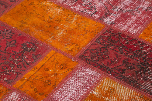 Kırk Yama Turuncu Patchwork Pamuk Yün El Dokuma Halısı 130x180 Agacan