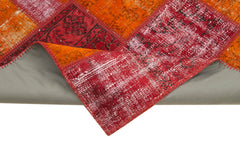 Kırk Yama Turuncu Patchwork Pamuk Yün El Dokuma Halısı 130x180 Agacan