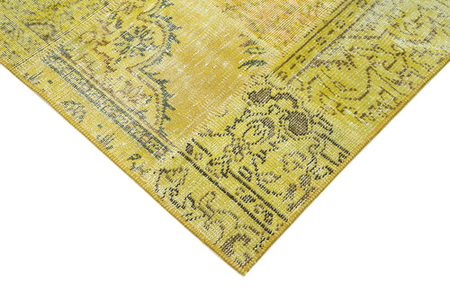 Kırk Yama Sarı Patchwork Pamuk Yün El Dokuma Halısı 123x176 Agacan