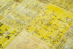 Kırk Yama Sarı Patchwork Pamuk Yün El Dokuma Halısı 123x176 Agacan