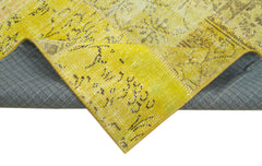 Kırk Yama Sarı Patchwork Pamuk Yün El Dokuma Halısı 123x176 Agacan