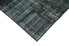 Kırk Yama Siyah Patchwork Pamuk Yün El Dokuma Halısı 145x202 Agacan