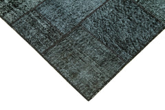 Kırk Yama Siyah Patchwork Pamuk Yün El Dokuma Halısı 134x204 Agacan