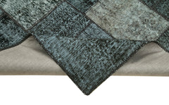 Kırk Yama Siyah Patchwork Pamuk Yün El Dokuma Halısı 134x204 Agacan