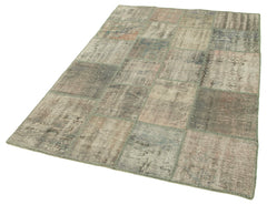 Kırk Yama Gri Patchwork Pamuk Yün El Dokuma Halısı 140x203 Agacan