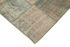 Kırk Yama Gri Patchwork Pamuk Yün El Dokuma Halısı 140x203 Agacan