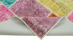 Kırk Yama Mavi Patchwork Pamuk Yün El Dokuma Halısı 144x197 Agacan