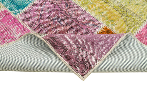 Kırk Yama Mavi Patchwork Pamuk Yün El Dokuma Halısı 144x197 Agacan