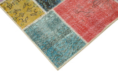 Kırk Yama Mavi Patchwork Pamuk Yün El Dokuma Halısı 145x204 Agacan