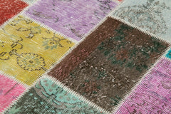 Kırk Yama Mavi Patchwork Pamuk Yün El Dokuma Halısı 145x204 Agacan