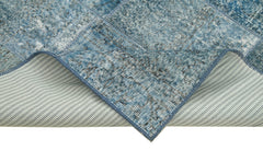 Kırk Yama Mavi Patchwork Pamuk Yün El Dokuma Halısı 134x205 Agacan