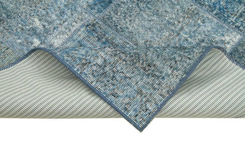 Kırk Yama Mavi Patchwork Pamuk Yün El Dokuma Halısı 134x205 Agacan