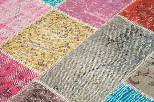 Kırk Yama Mavi Patchwork Pamuk Yün El Dokuma Halısı 143x203 Agacan