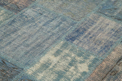Kırk Yama Mavi Patchwork Pamuk Yün El Dokuma Halısı 149x206 Agacan