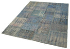 Kırk Yama Mavi Patchwork Pamuk Yün El Dokuma Halısı 150x203 Agacan