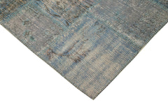 Kırk Yama Mavi Patchwork Pamuk Yün El Dokuma Halısı 150x203 Agacan