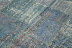 Kırk Yama Mavi Patchwork Pamuk Yün El Dokuma Halısı 150x203 Agacan