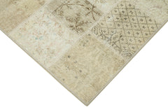Kırk Yama Bej Patchwork Pamuk Yün El Dokuma Halısı 144x200 Agacan