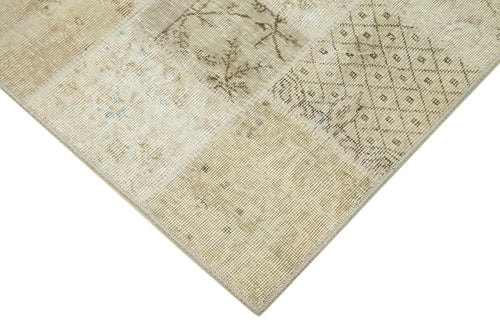 Kırk Yama Bej Patchwork Pamuk Yün El Dokuma Halısı 144x200 Agacan