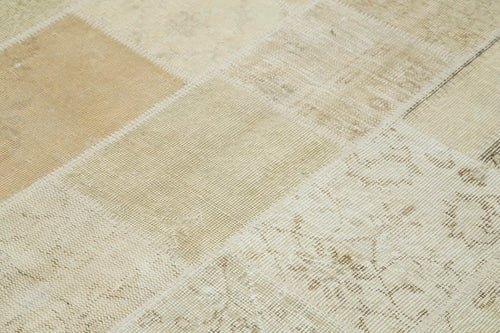 Kırk Yama Bej Patchwork Pamuk Yün El Dokuma Halısı 144x200 Agacan