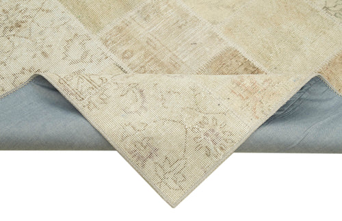Kırk Yama Bej Patchwork Pamuk Yün El Dokuma Halısı 144x200 Agacan
