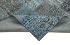 Kırk Yama Mavi Patchwork Pamuk Yün El Dokuma Halısı 135x200 Agacan